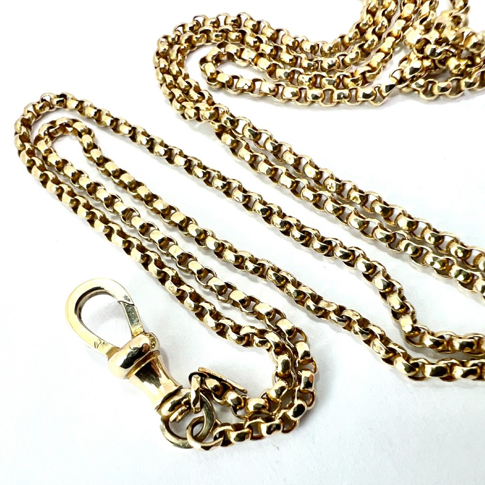 Very Long Victorian 9CT Gold Longuard Chain with Albert Clip View II
