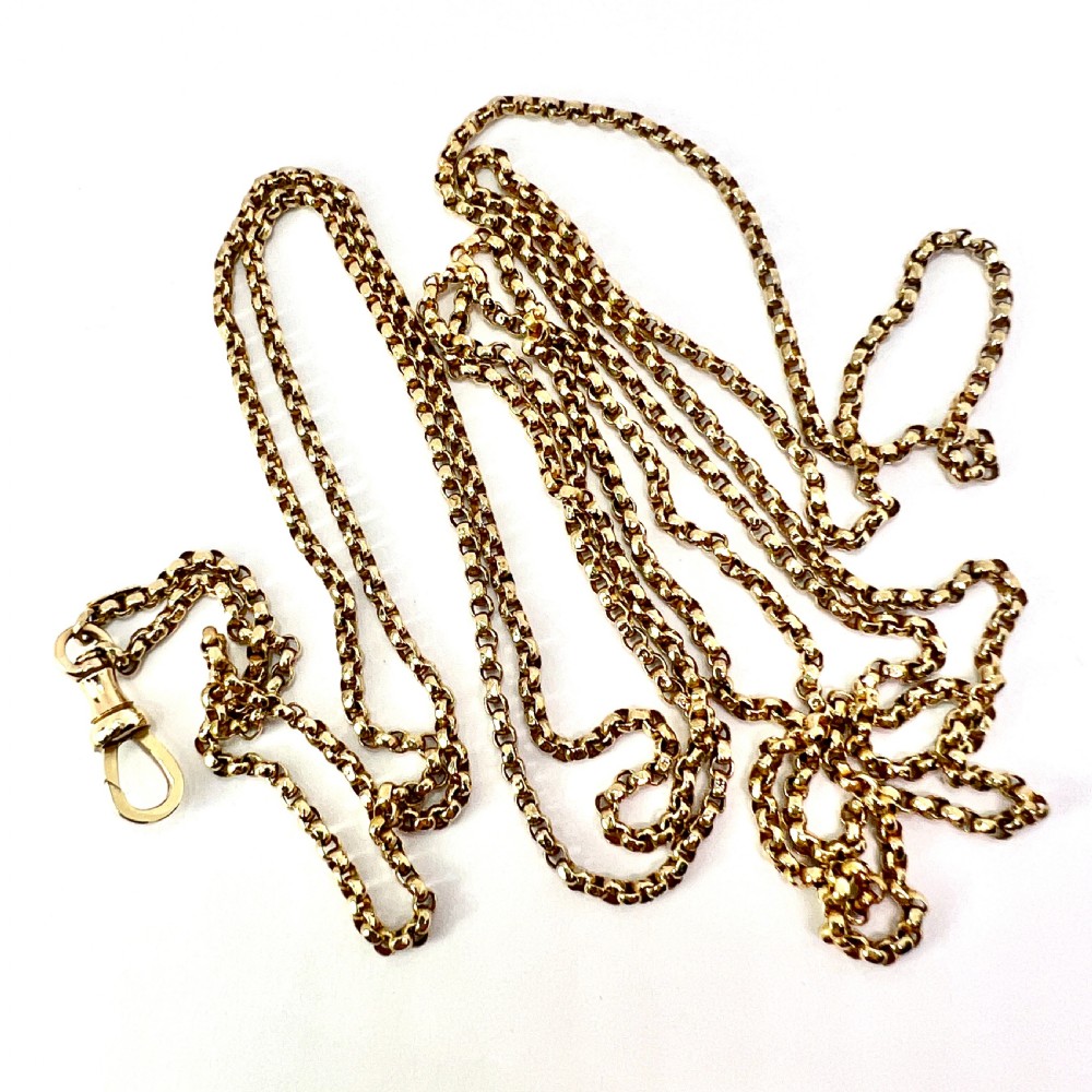 Very Long Victorian 9CT Gold Longuard Chain with Albert Clip View III