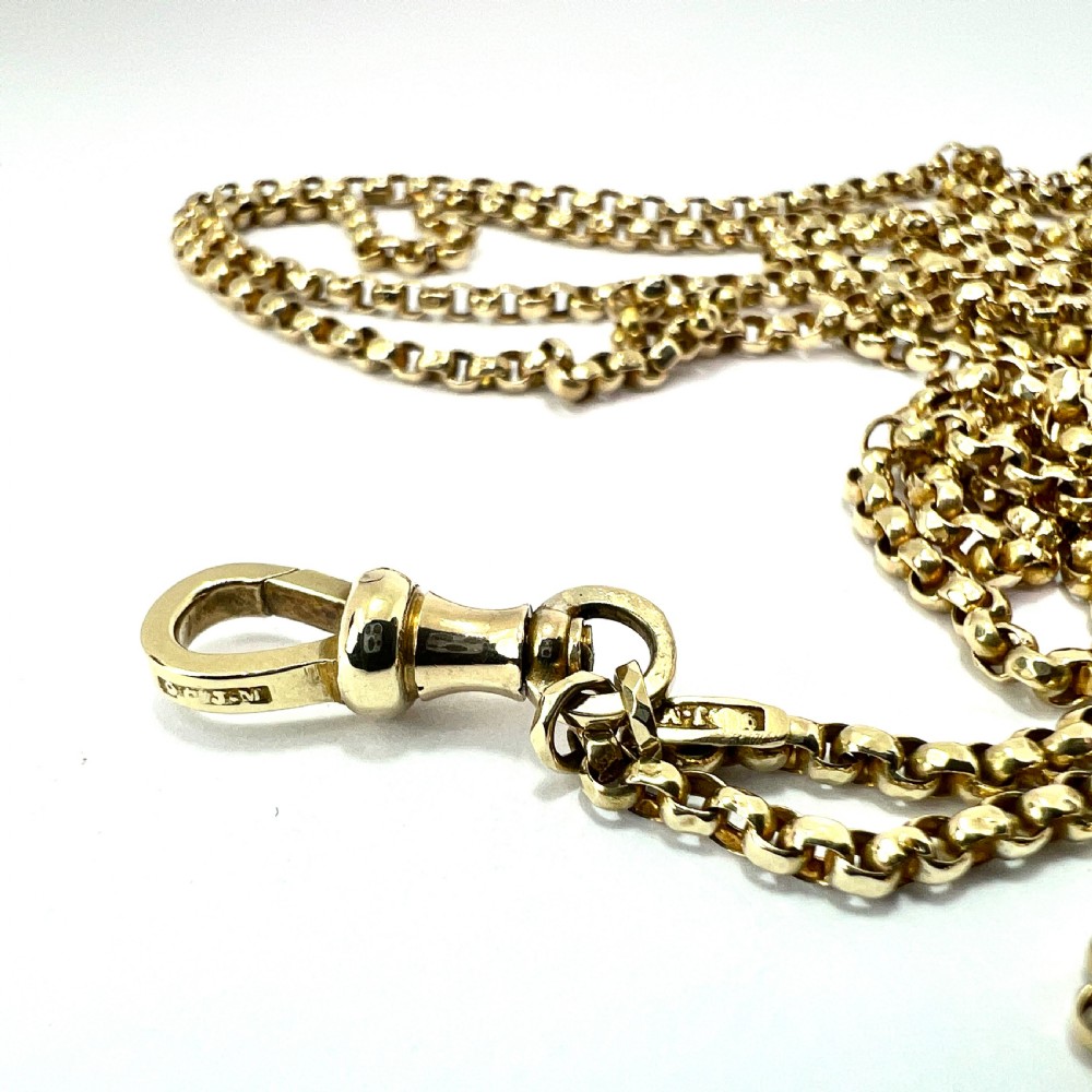 Very Long Victorian 9CT Gold Longuard Chain with Albert Clip View IV