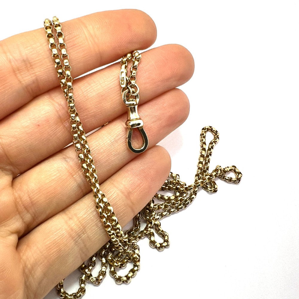 Very Long Victorian 9CT Gold Longuard Chain with Albert Clip View VI