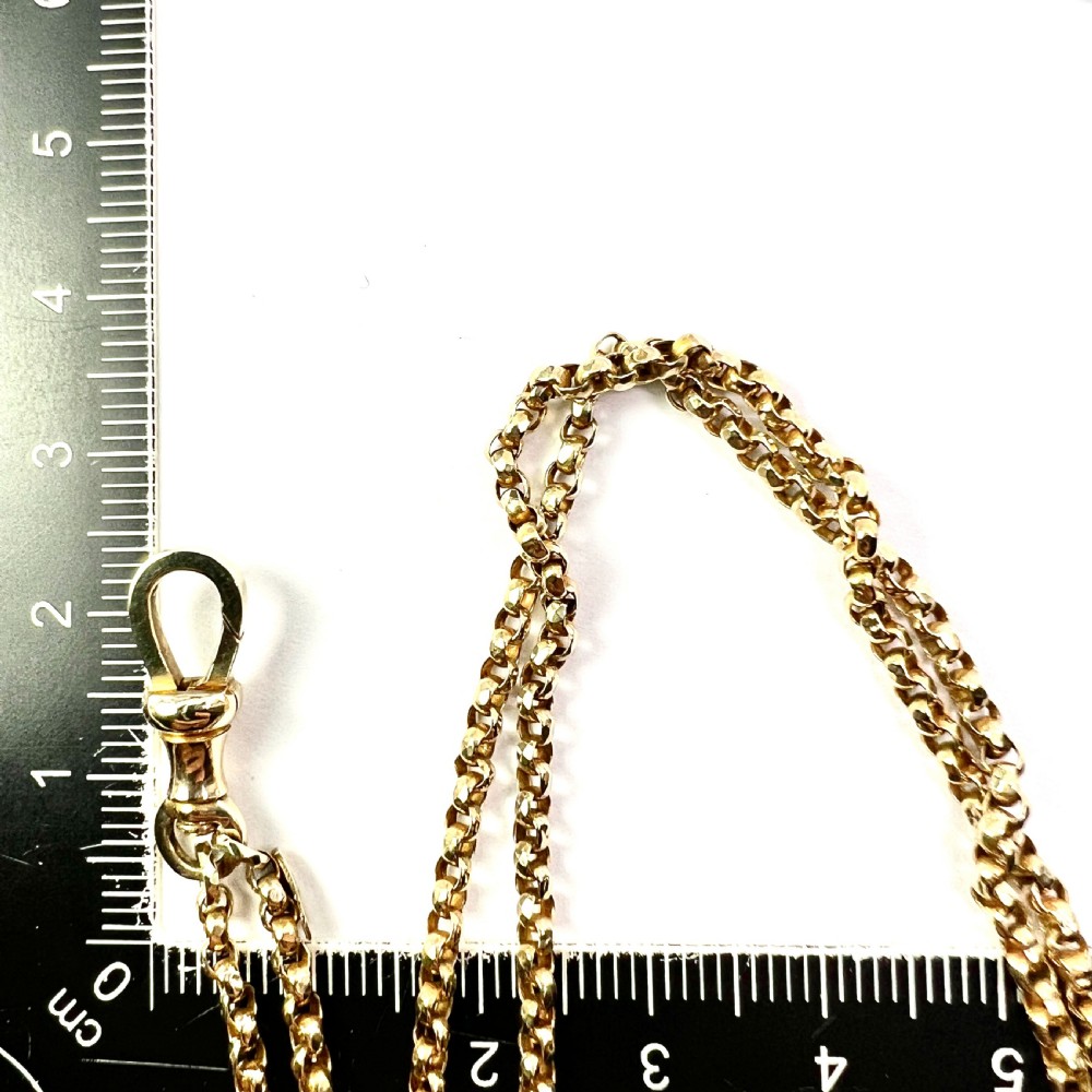 Very Long Victorian 9CT Gold Longuard Chain with Albert Clip View VII