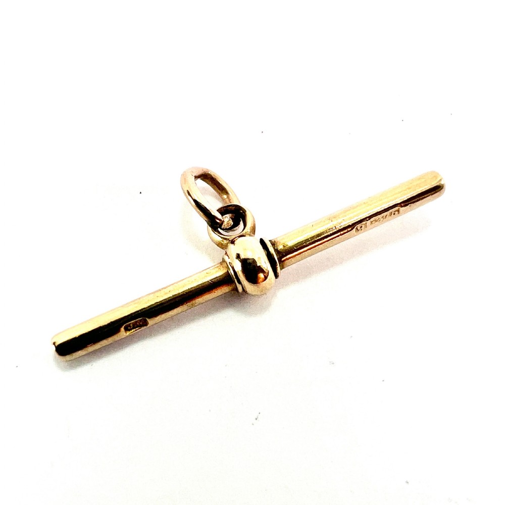 Victorian 9CT Gold Albert T Bar Fob Pendant 