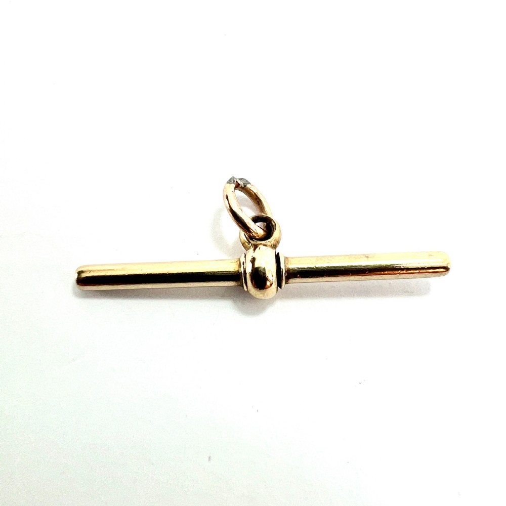Victorian 9CT Gold Albert T Bar Fob Pendant  View II