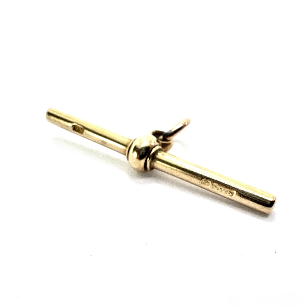 Victorian 9CT Gold Albert T Bar Fob Pendant  View III