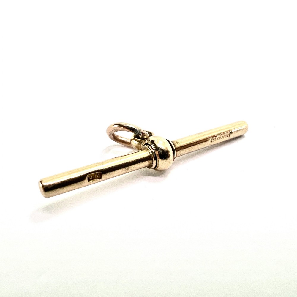 Victorian 9CT Gold Albert T Bar Fob Pendant  View IV