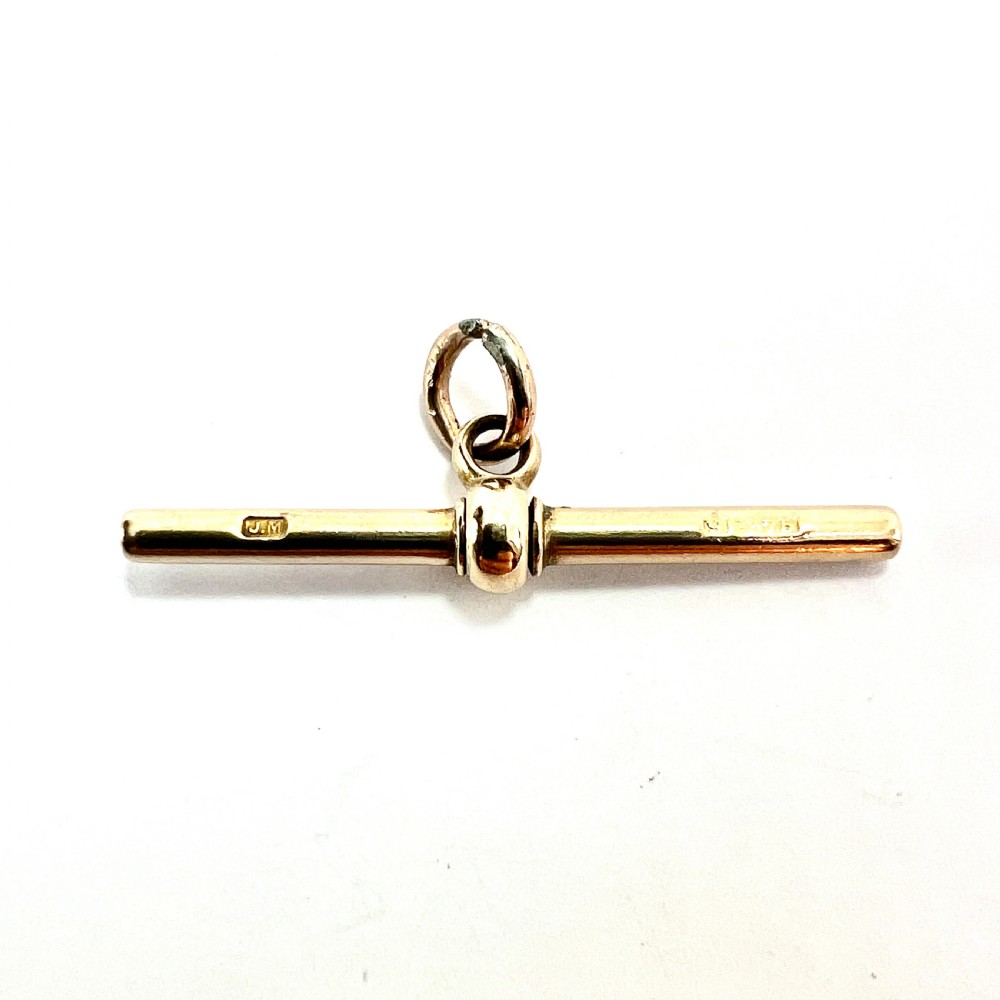 Victorian 9CT Gold Albert T Bar Fob Pendant  View V