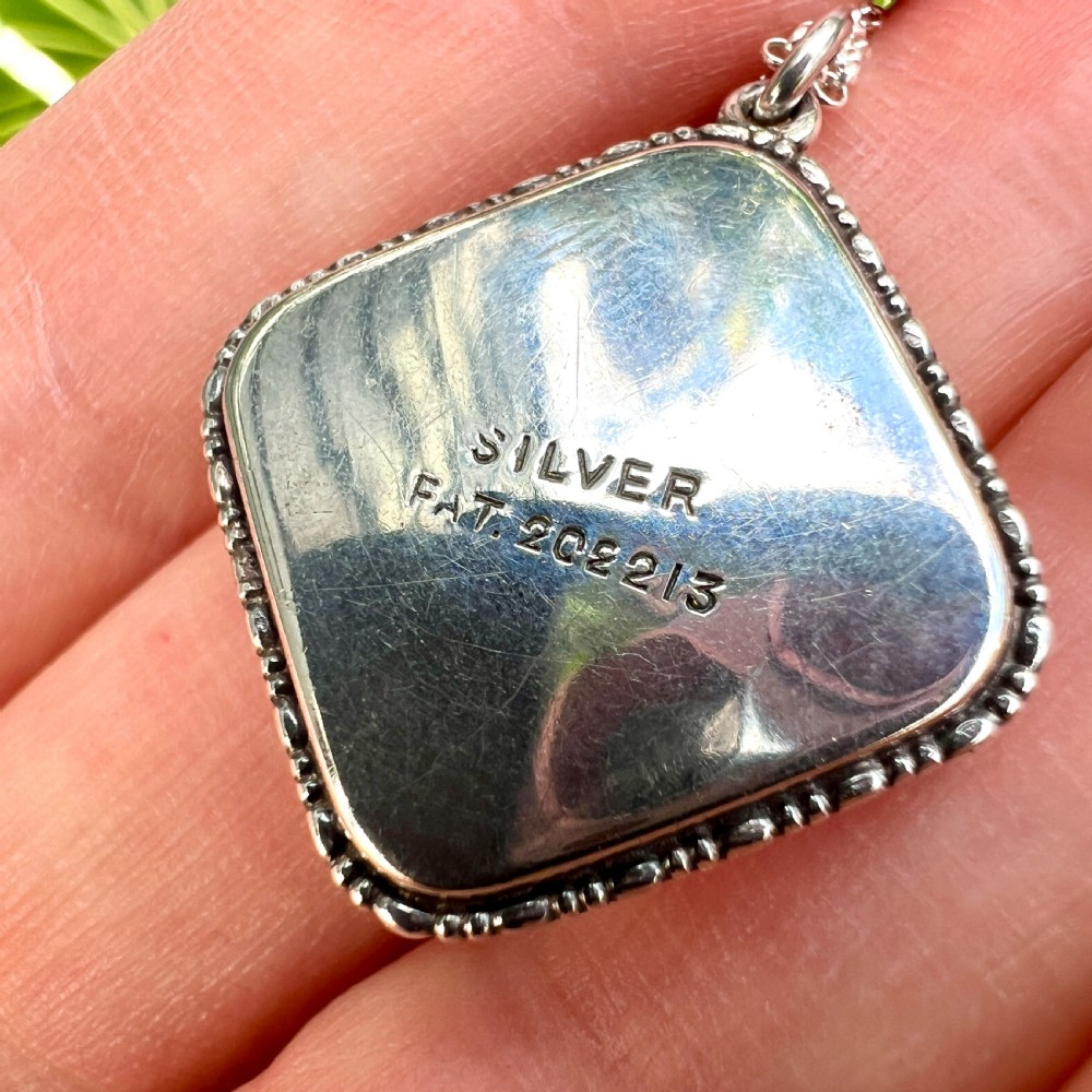 Art Deco Sterling Silver Blue Morpho Butterfly Wing Pendant Necklace  View XI