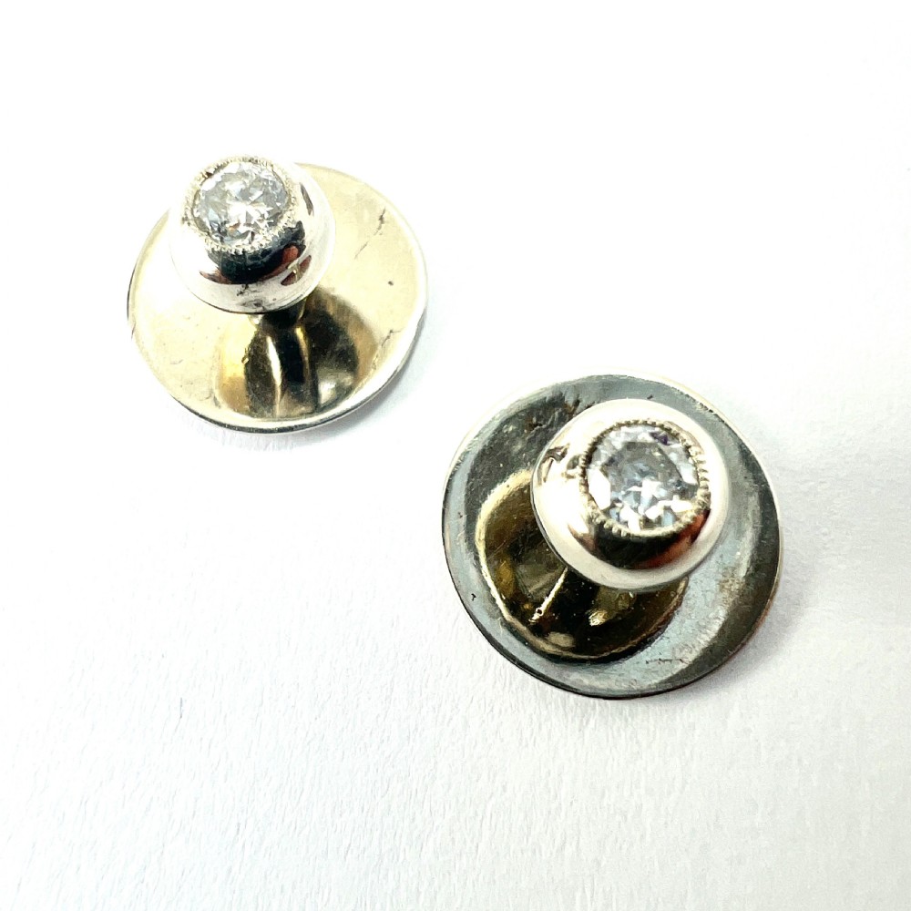 Boxed Vintage Diamond 18CT White Gold Shirt Studs View IV