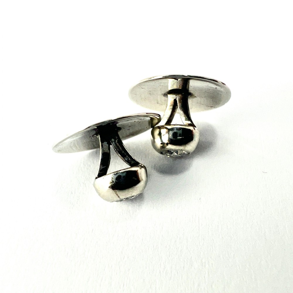 Boxed Vintage Diamond 18CT White Gold Shirt Studs View VI