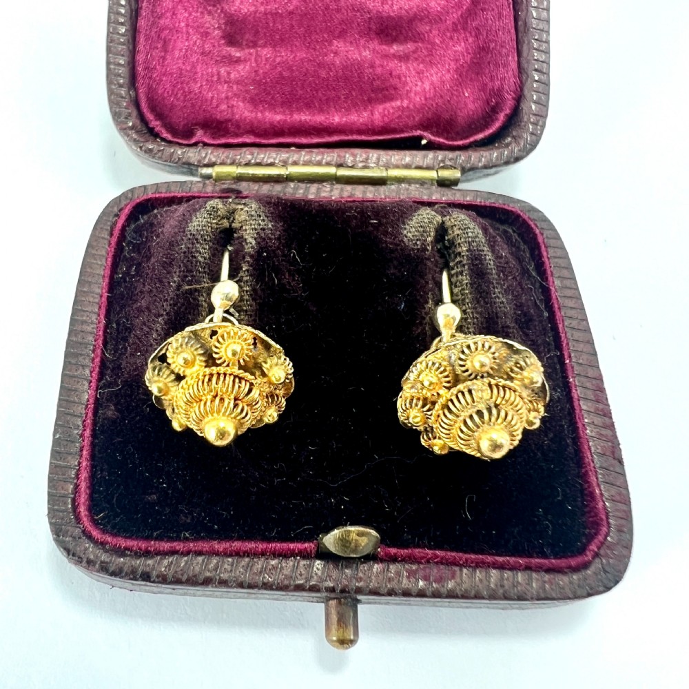  Victorian Cannetille Drop Earrings on 9CT Gold Wires