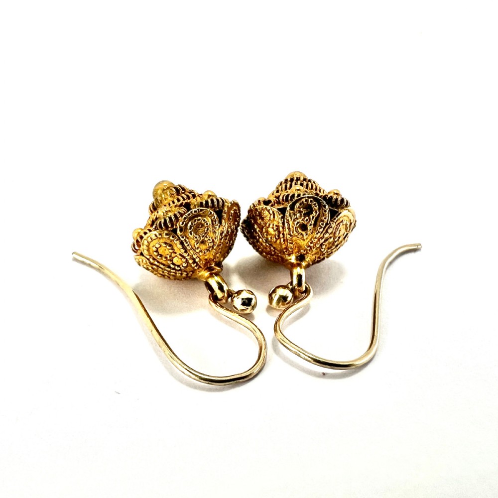  Victorian Cannetille Drop Earrings on 9CT Gold Wires View V