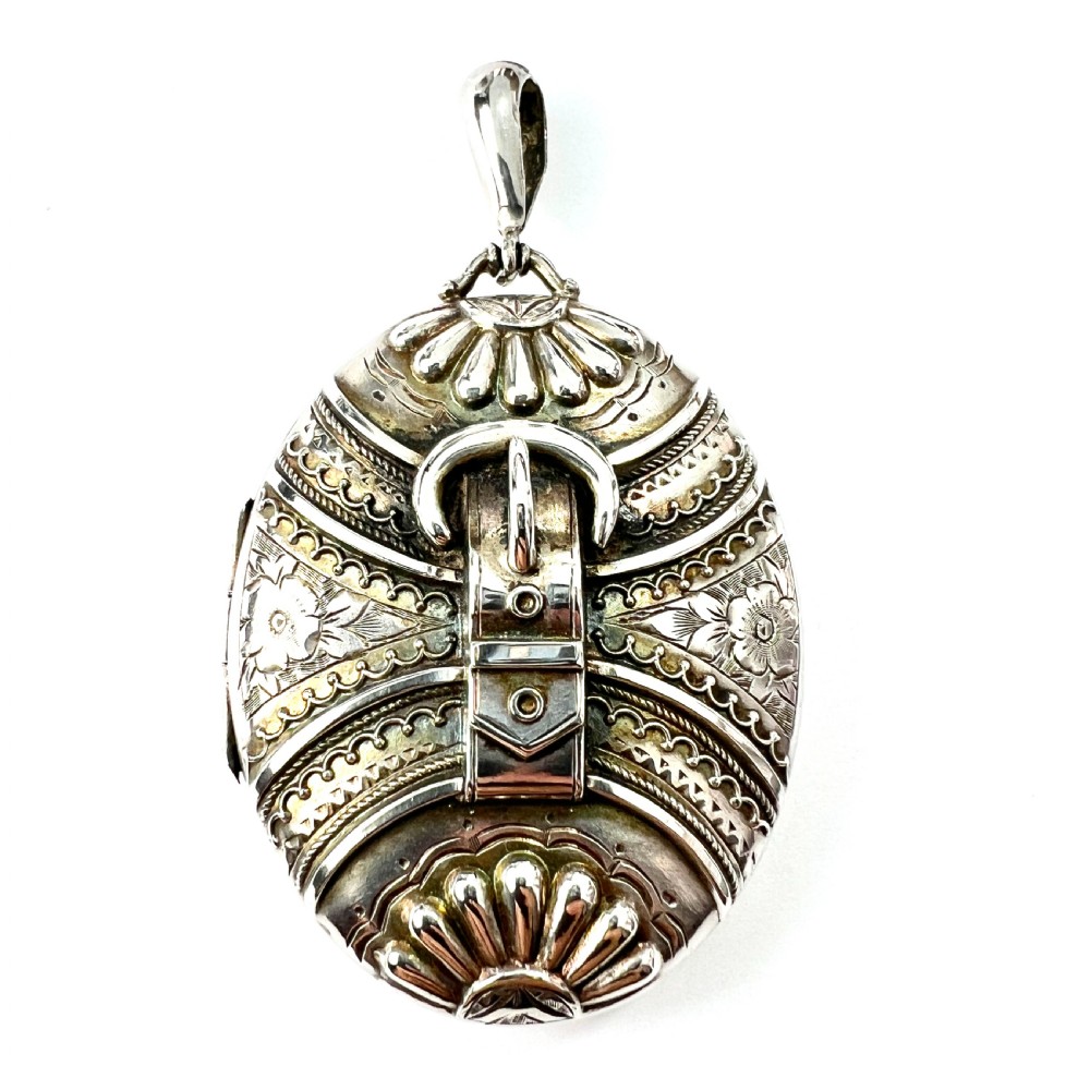 Large Victorian Silver Buckle Locket Pendant
