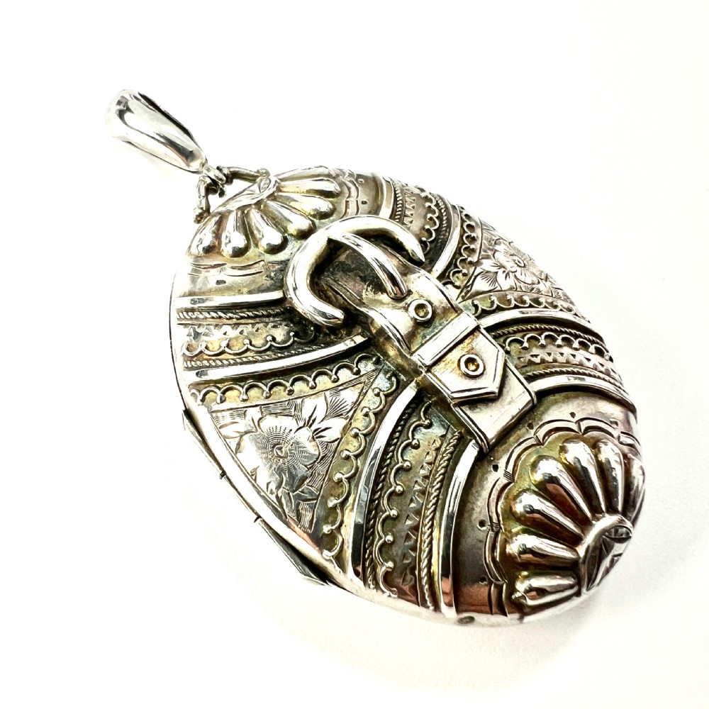 Large Victorian Silver Buckle Locket Pendant View II