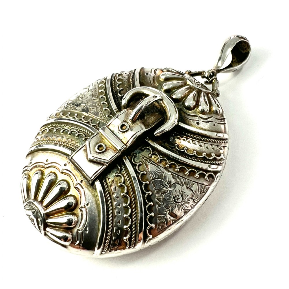 Large Victorian Silver Buckle Locket Pendant View III