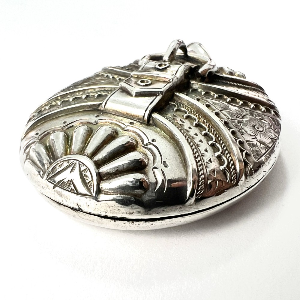 Large Victorian Silver Buckle Locket Pendant View VII