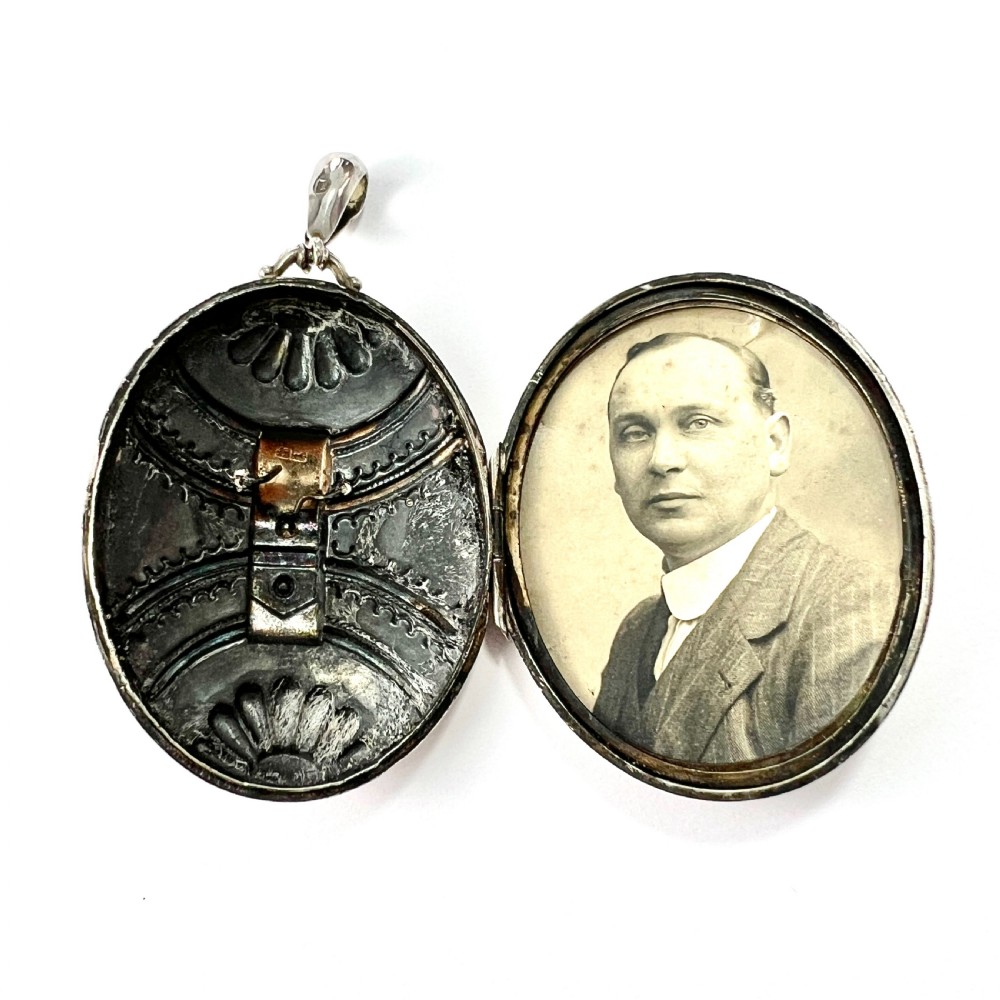 Large Victorian Silver Buckle Locket Pendant View VIII