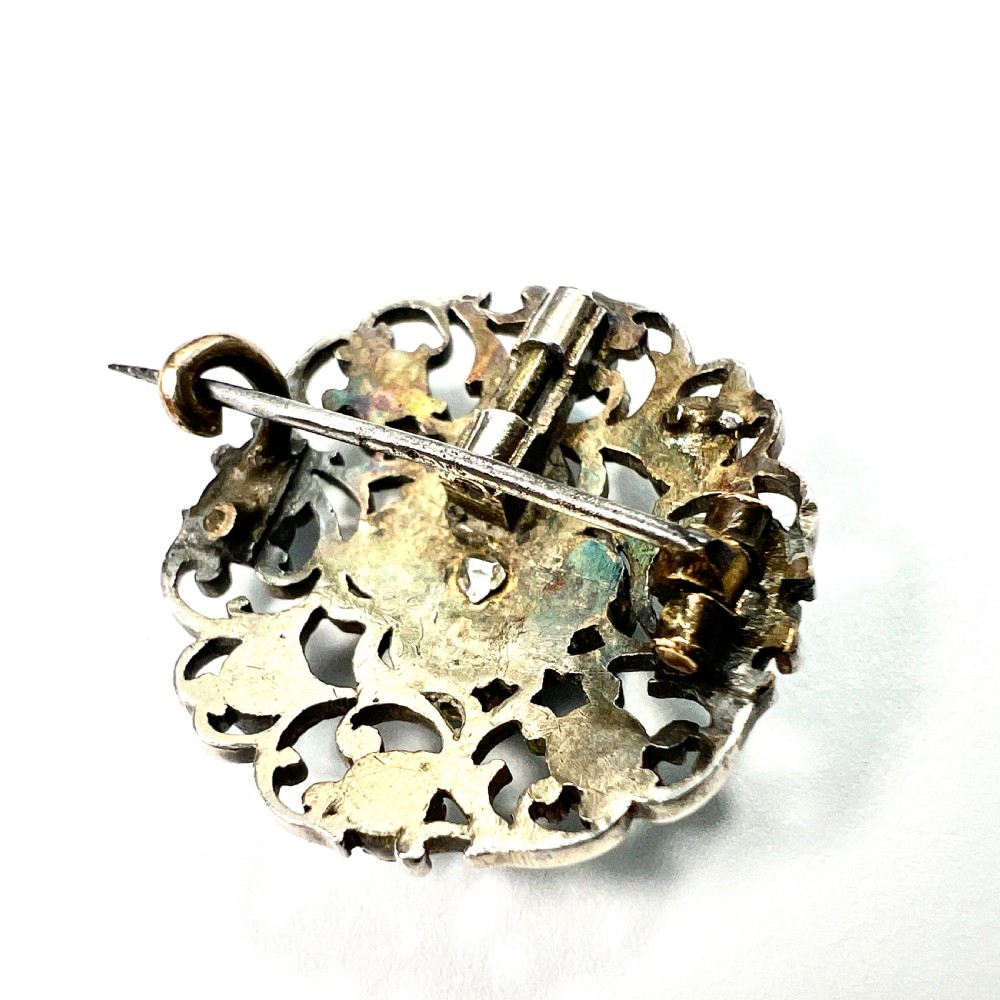 • Antique Austro Hungarian Victorian Turquoise Silver Brooch View IV