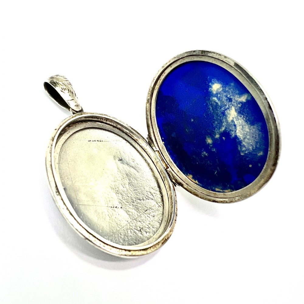 Large Antique Victorian Engraved Silver Locket Pendant View VII