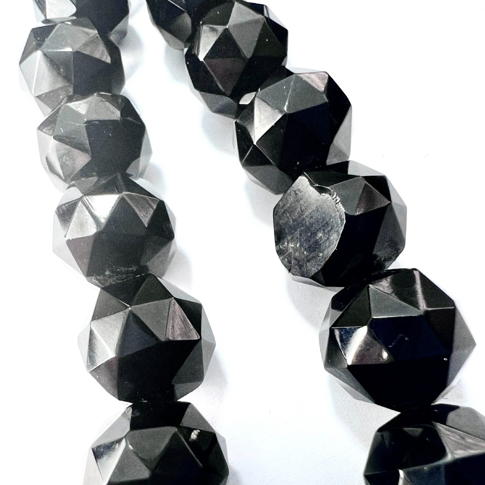 Victorian Whitby Jet Bead Necklace with 9CT Gold Clasp 
