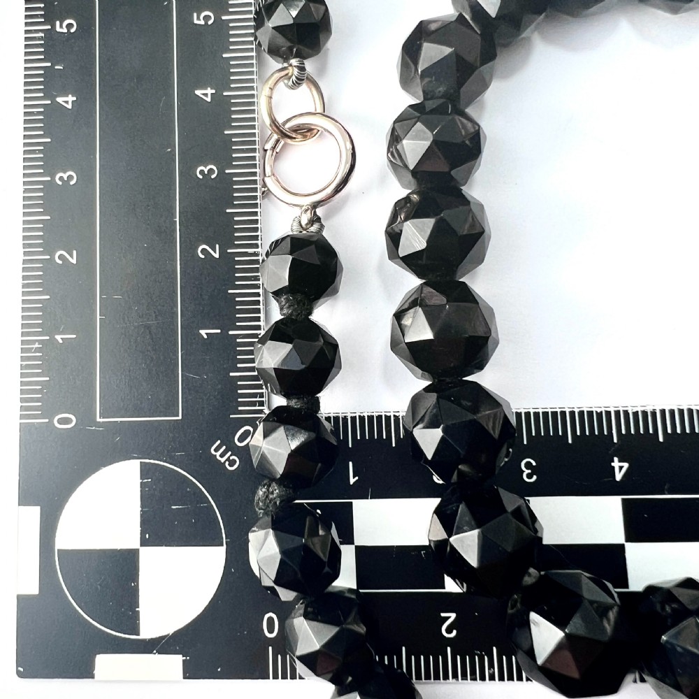 Victorian Whitby Jet Bead Necklace with 9CT Gold Clasp  View VII