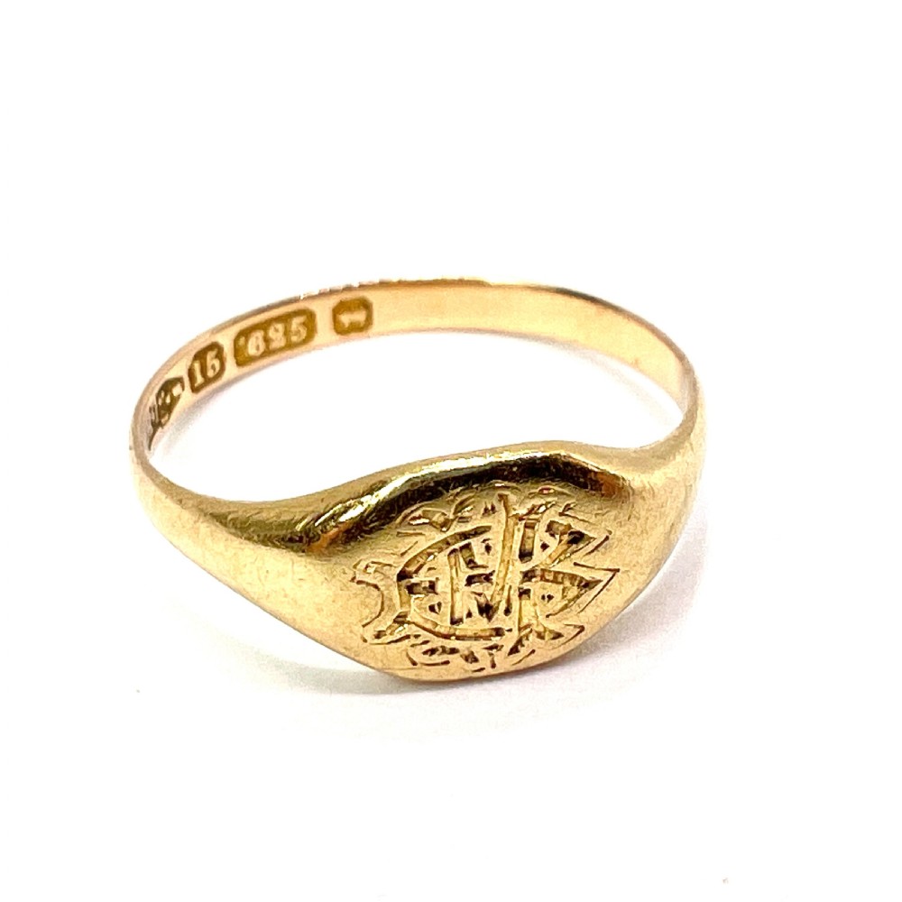 1882 Victorian 15CT Gold Monogram Signet Ring