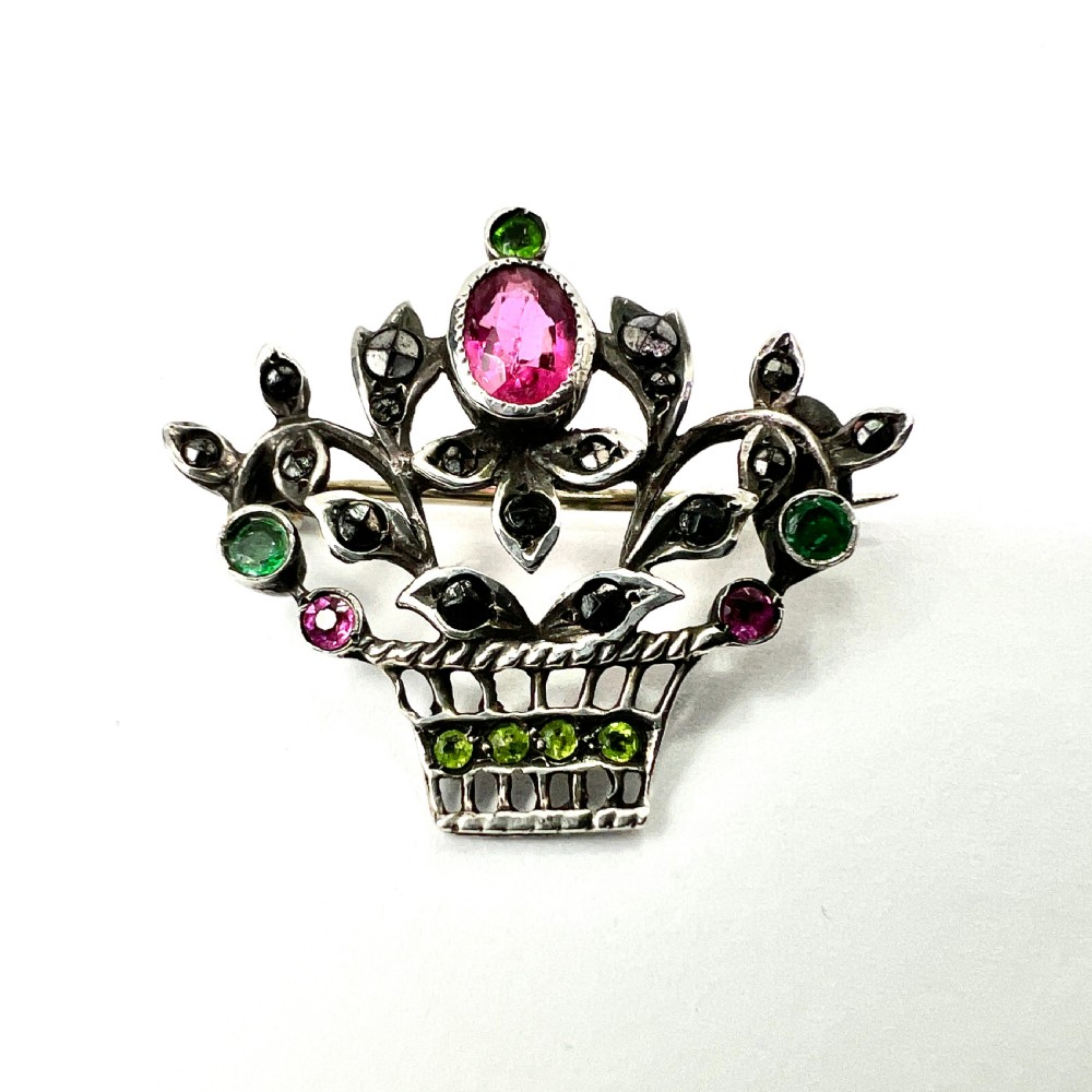 Edwardian Silver Paste Giardinetto Brooch