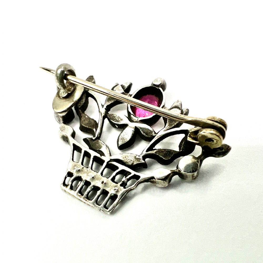 Edwardian Silver Paste Giardinetto Brooch View III