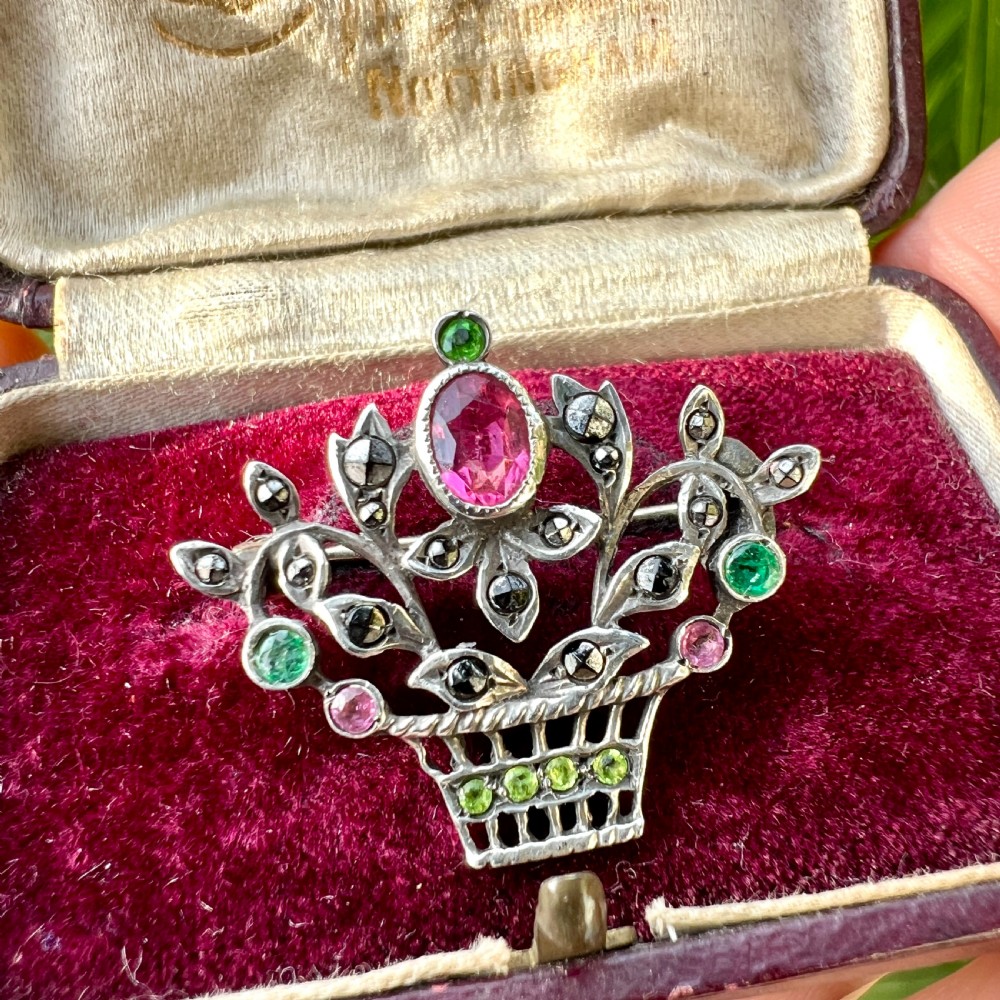 Edwardian Silver Paste Giardinetto Brooch View V