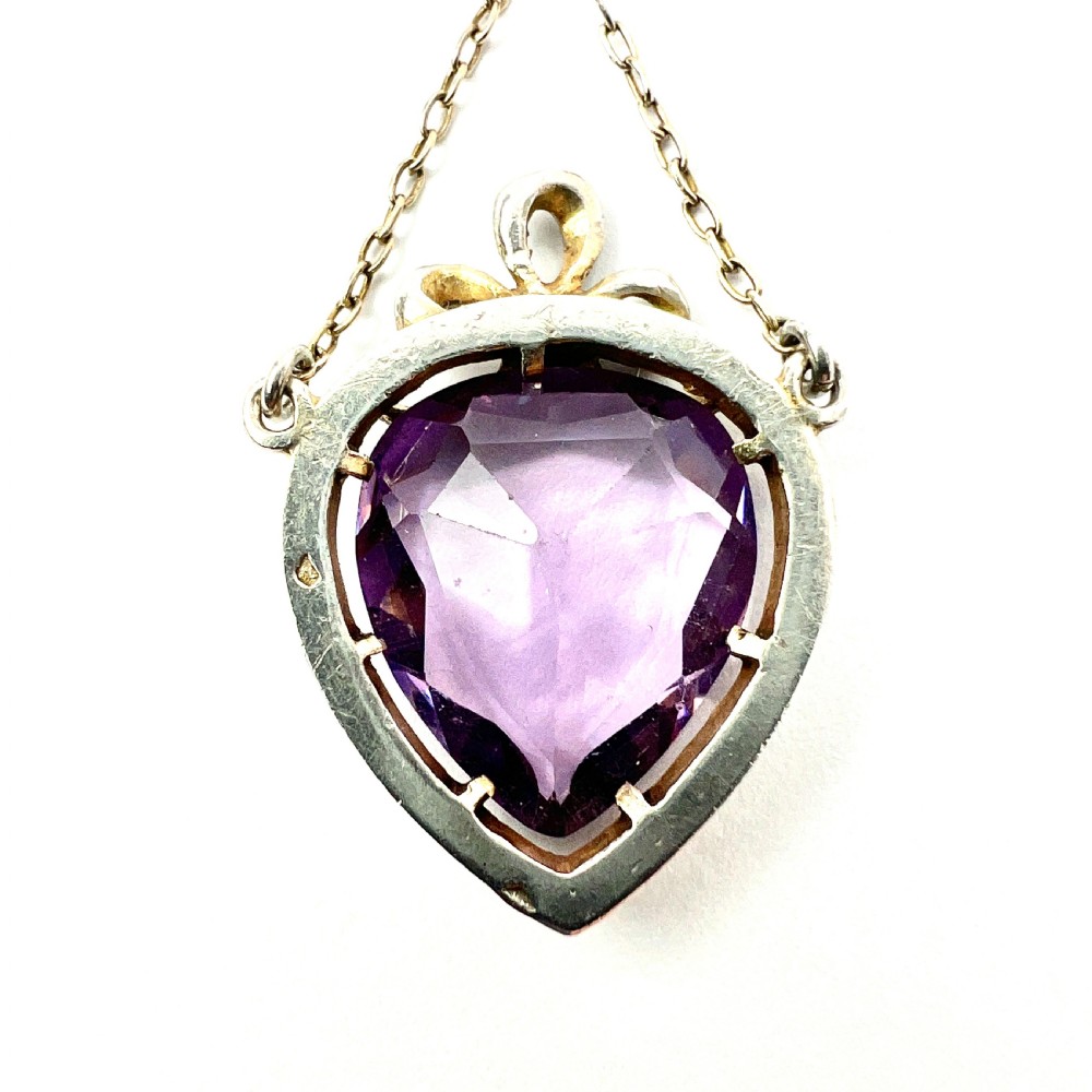 Antique French Silver Paste Amethyst Chain Pendant View III