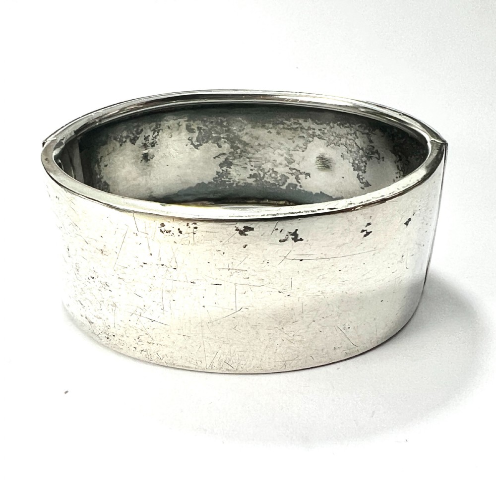 Victorian Silver and Gold Hinged Flower Bangle View VII