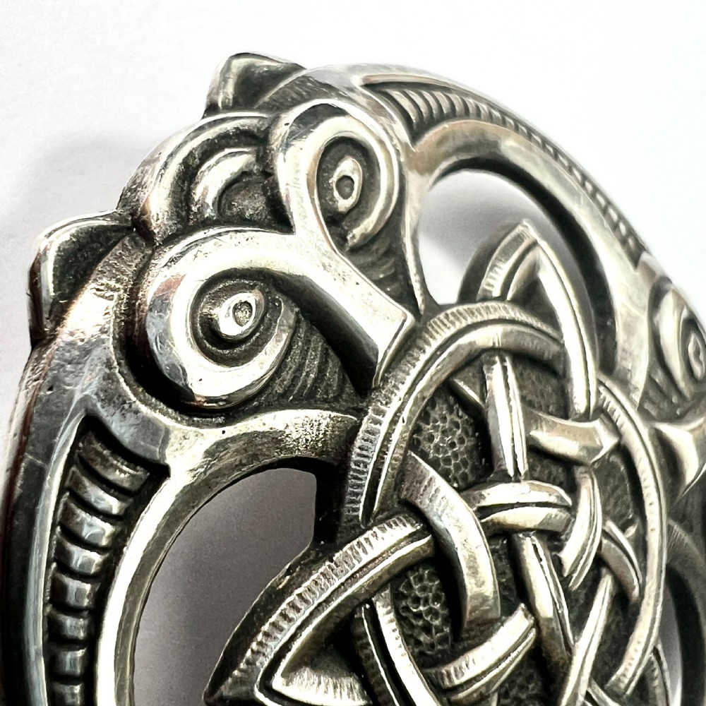 Antique Norwegian Norse Silver Wolf Viking Brooch View III