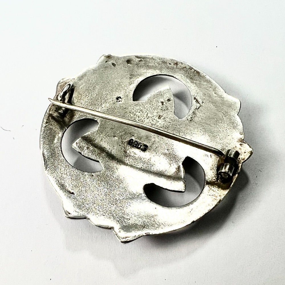 Antique Norwegian Norse Silver Wolf Viking Brooch View V