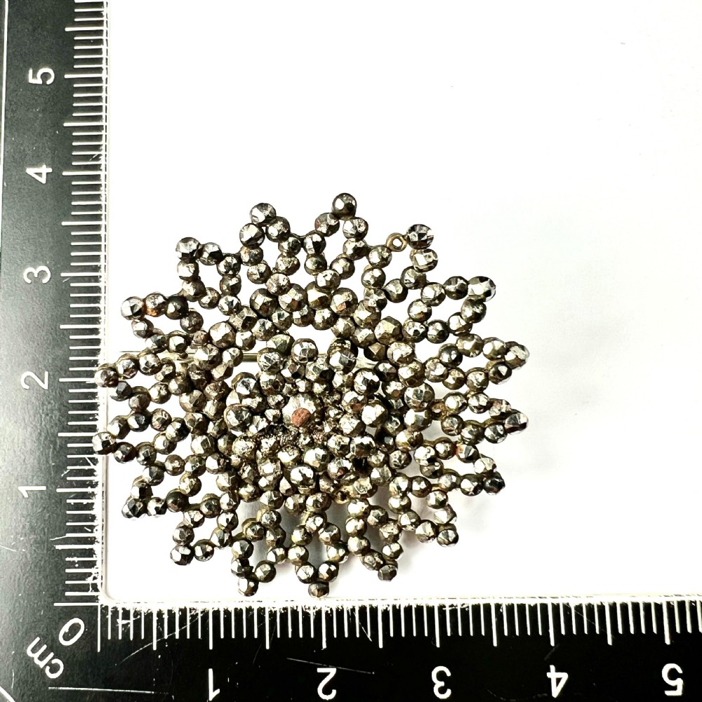 • Georgian Cut Steel Flower Wheel Brooch View IV