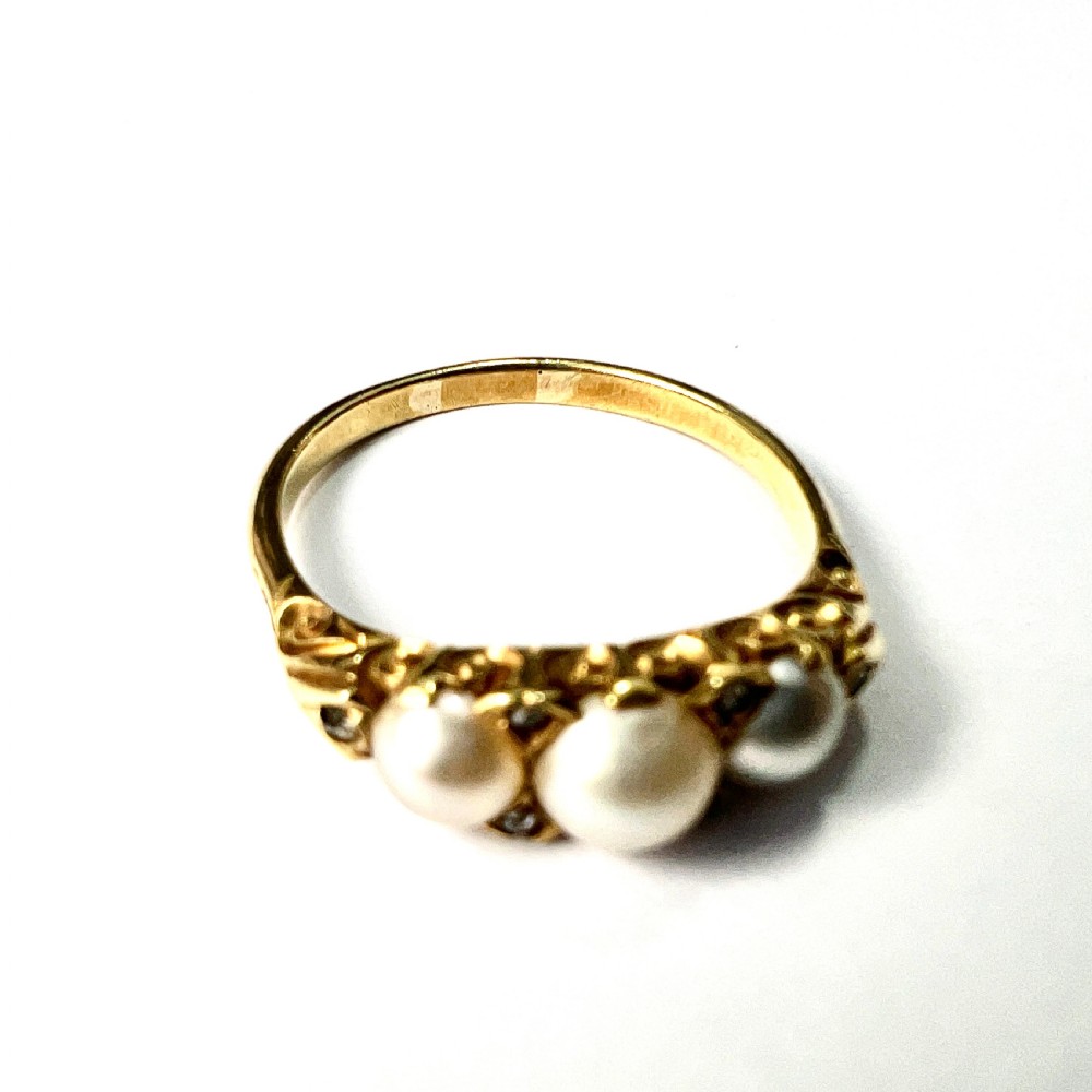 Edwardian/Victorian 18CT Gold Pearl and Diamond Dress Ring  View III