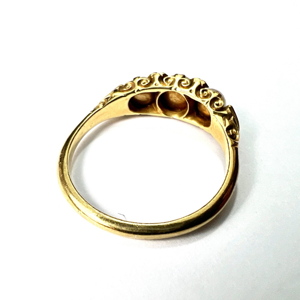 Edwardian/Victorian 18CT Gold Pearl and Diamond Dress Ring  View V