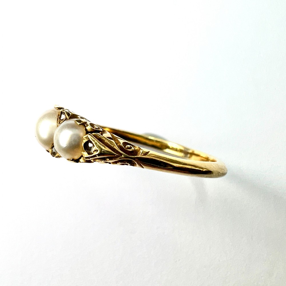 Edwardian/Victorian 18CT Gold Pearl and Diamond Dress Ring  View VI