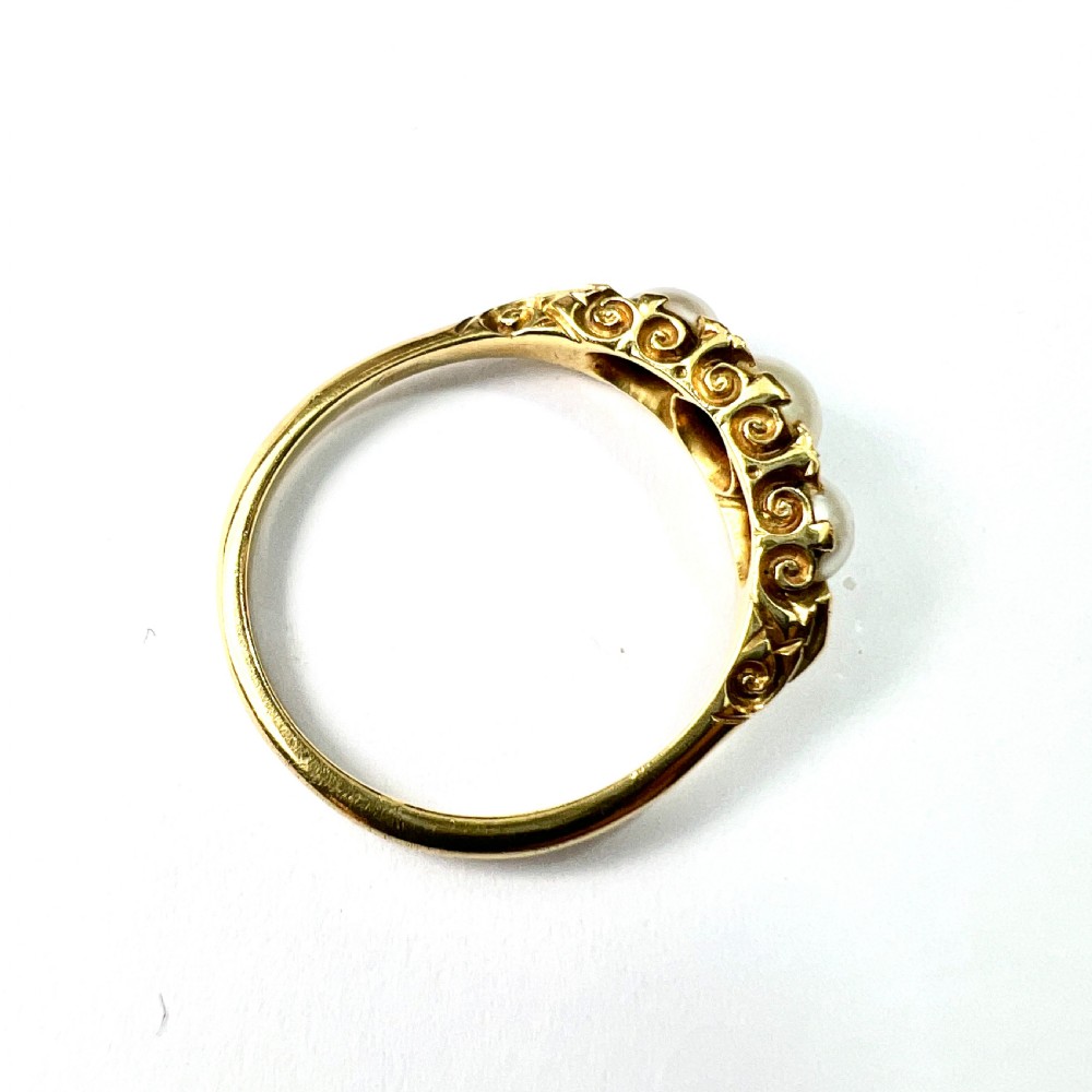 Edwardian/Victorian 18CT Gold Pearl and Diamond Dress Ring  View VII