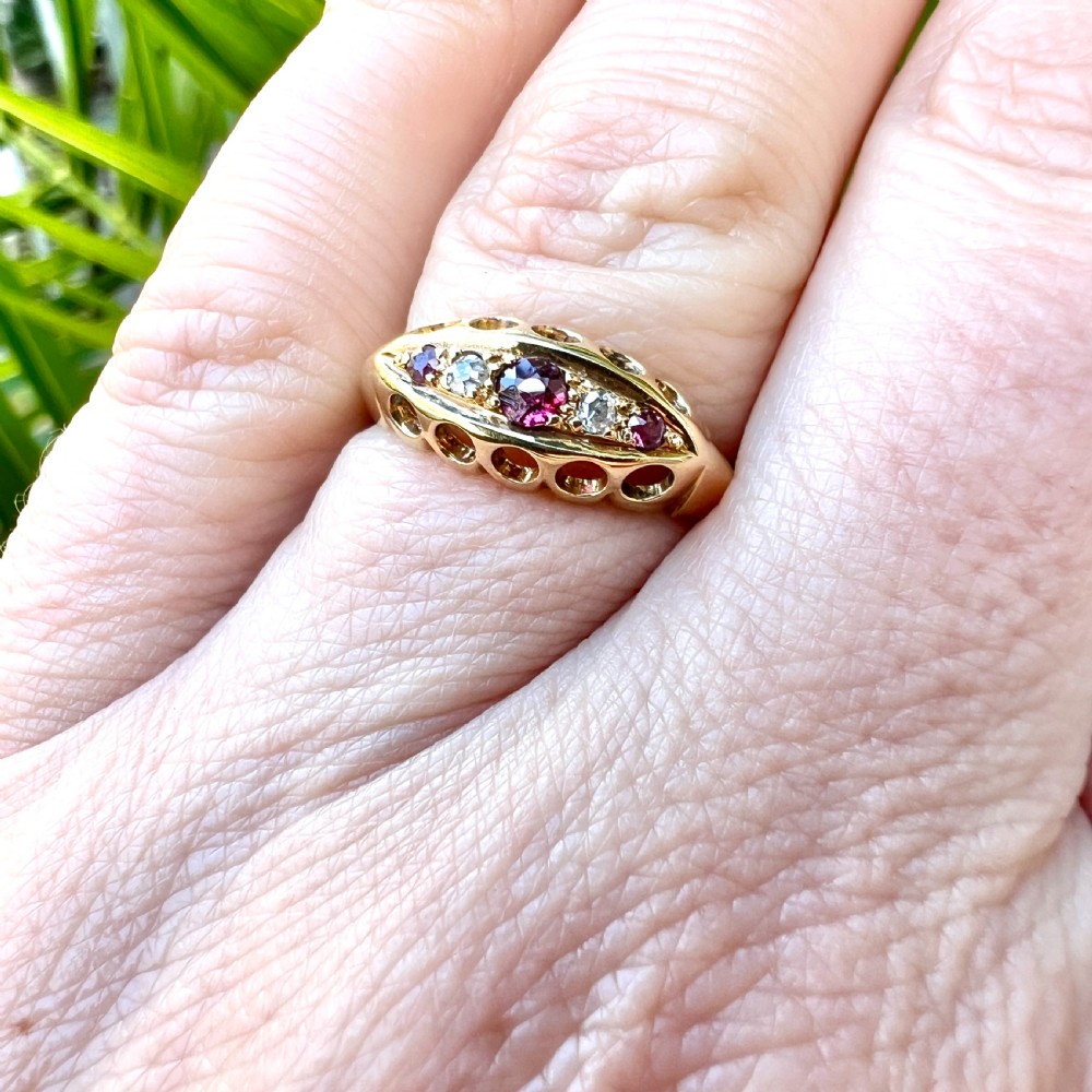 Edwardian Ruby and Diamond 18CT Gold Ring View VIII