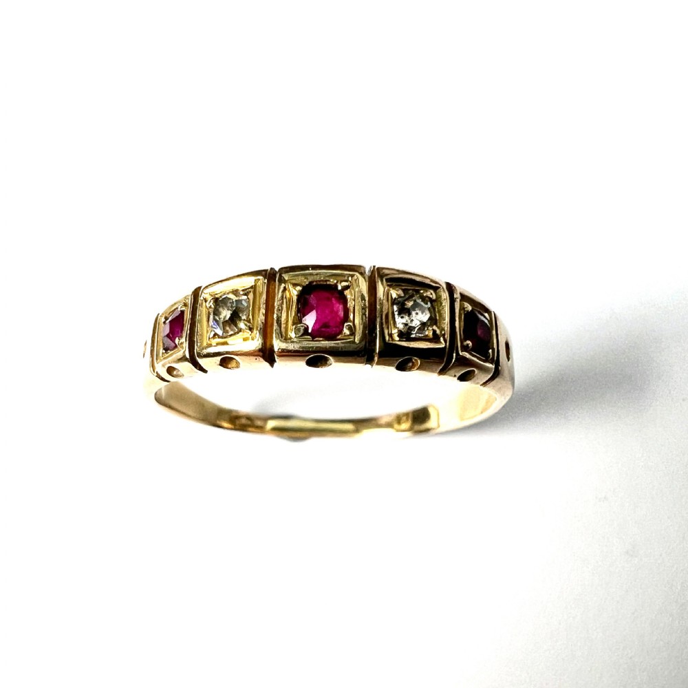 Victorian 18CT Gold Ruby and Diamond Stacking Ring View III