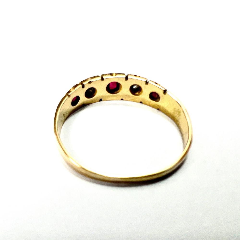Victorian 18CT Gold Ruby and Diamond Stacking Ring View V
