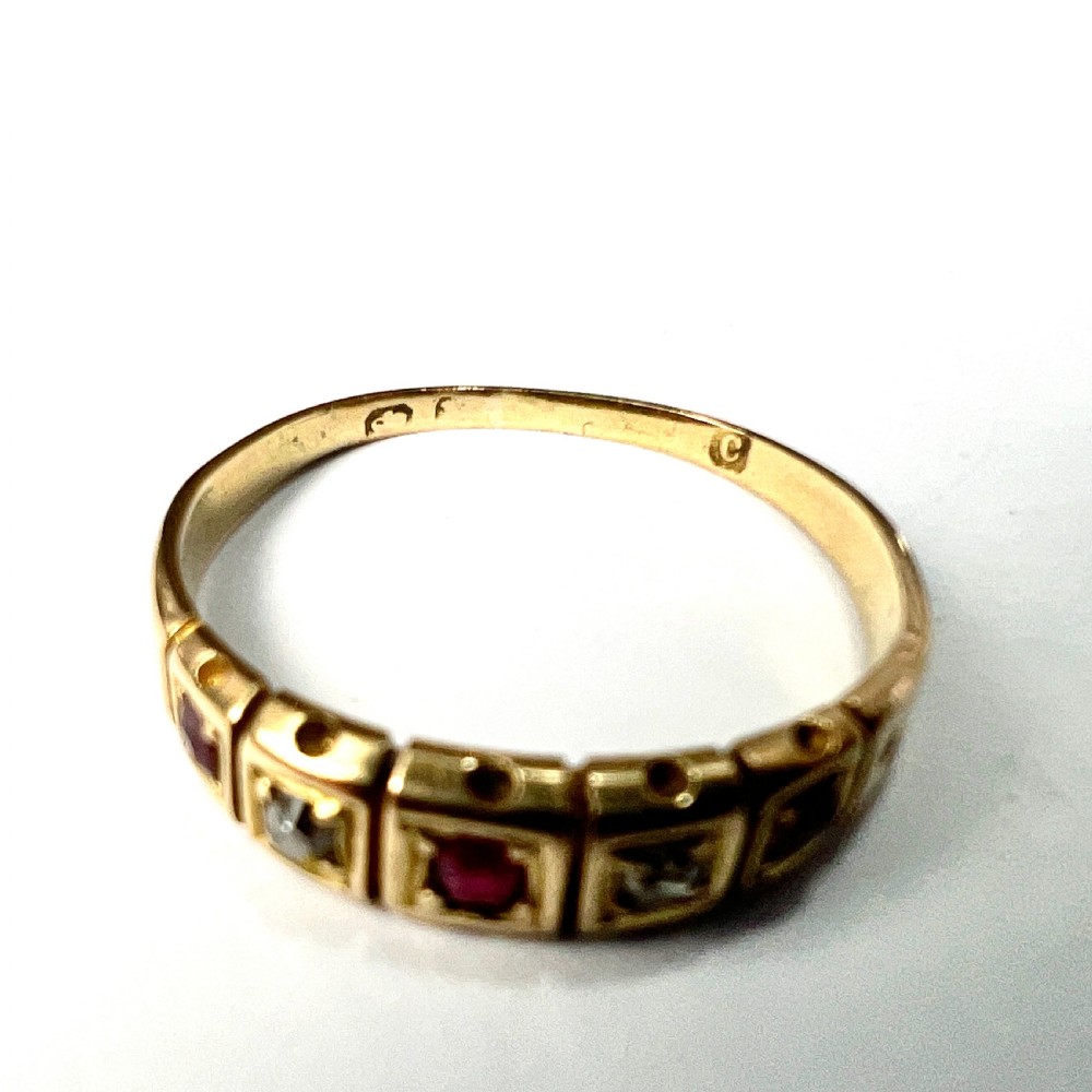 Victorian 18CT Gold Ruby and Diamond Stacking Ring View VI