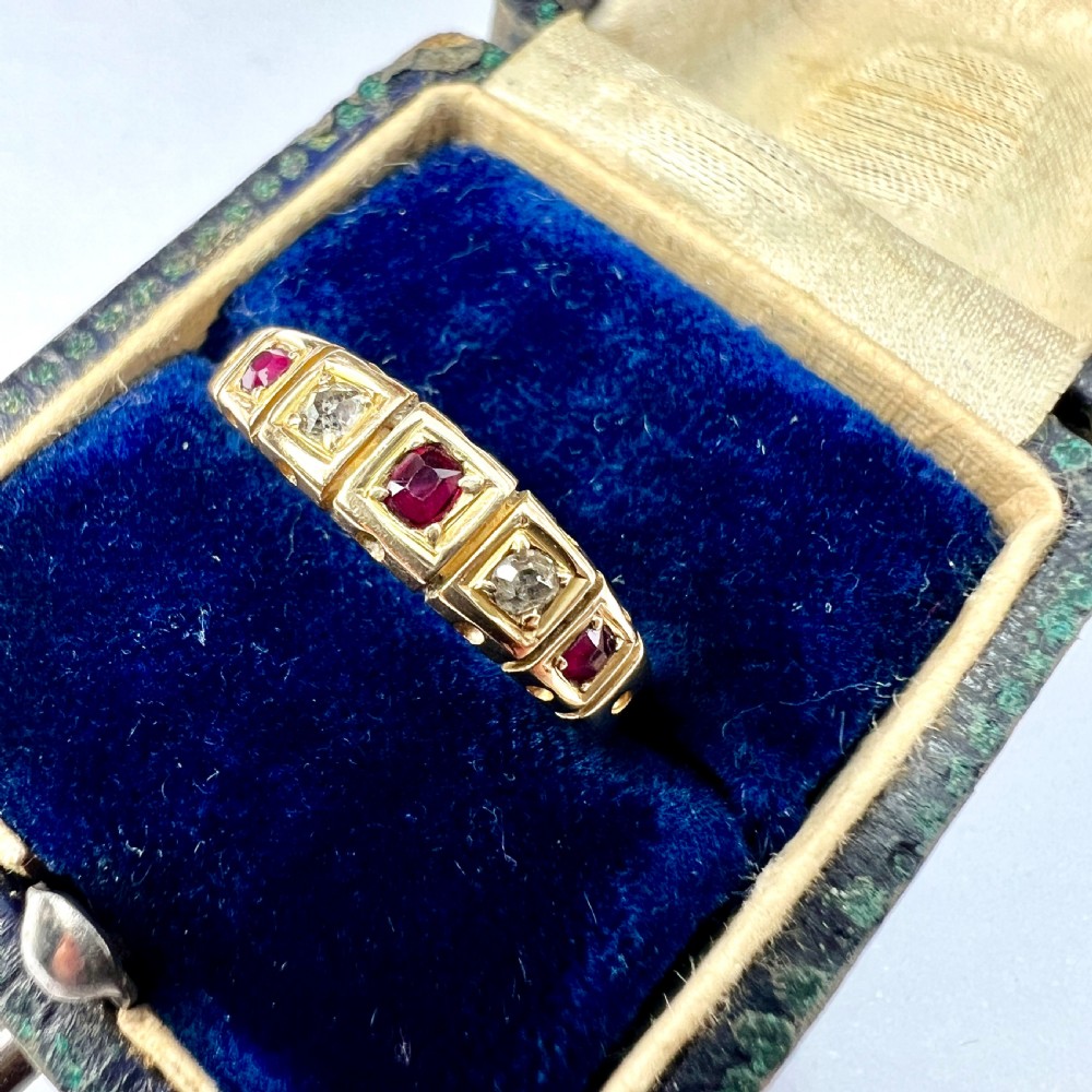 Victorian 18CT Gold Ruby and Diamond Stacking Ring View VIII