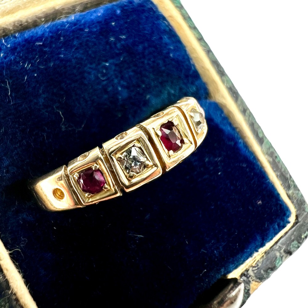 Victorian 18CT Gold Ruby and Diamond Stacking Ring View IX
