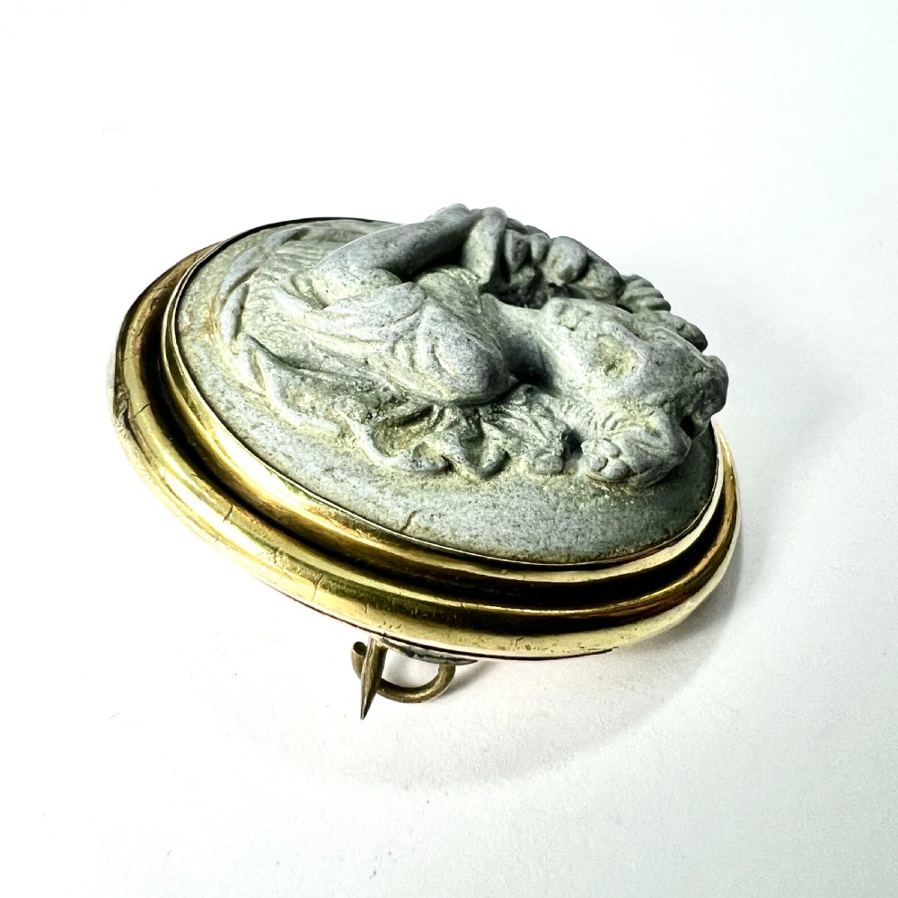 Victorian Gold Carved Lava Cameo Brooch View VIII
