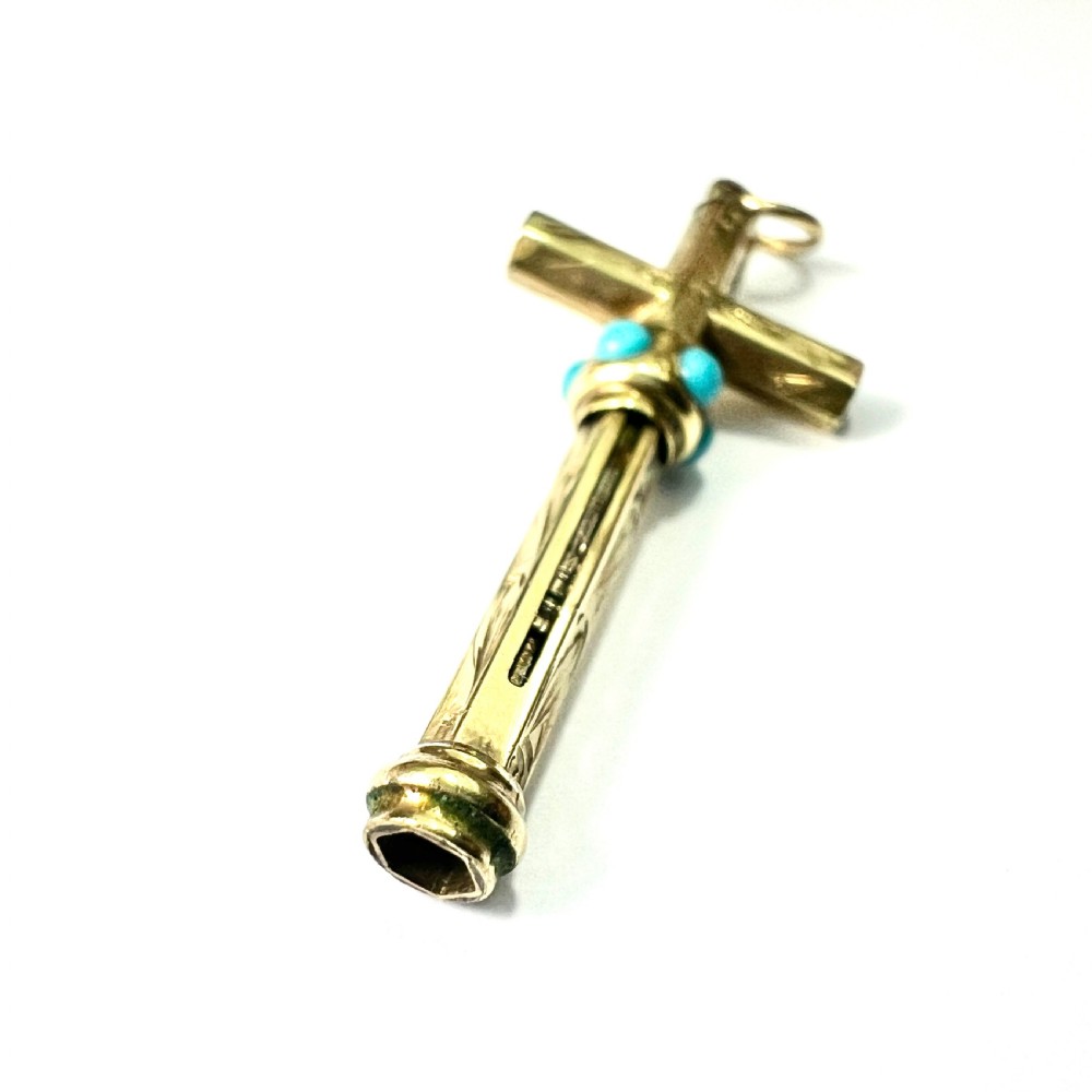 Victorian Turquoise 9CT Gold Cross Pendant View VIII