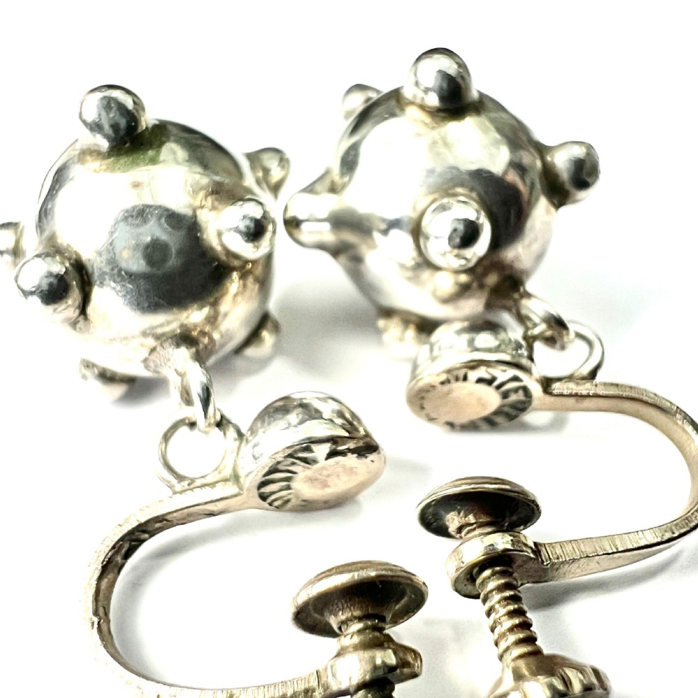 • Vintage Silver Sputnik Screwback Earrings View III