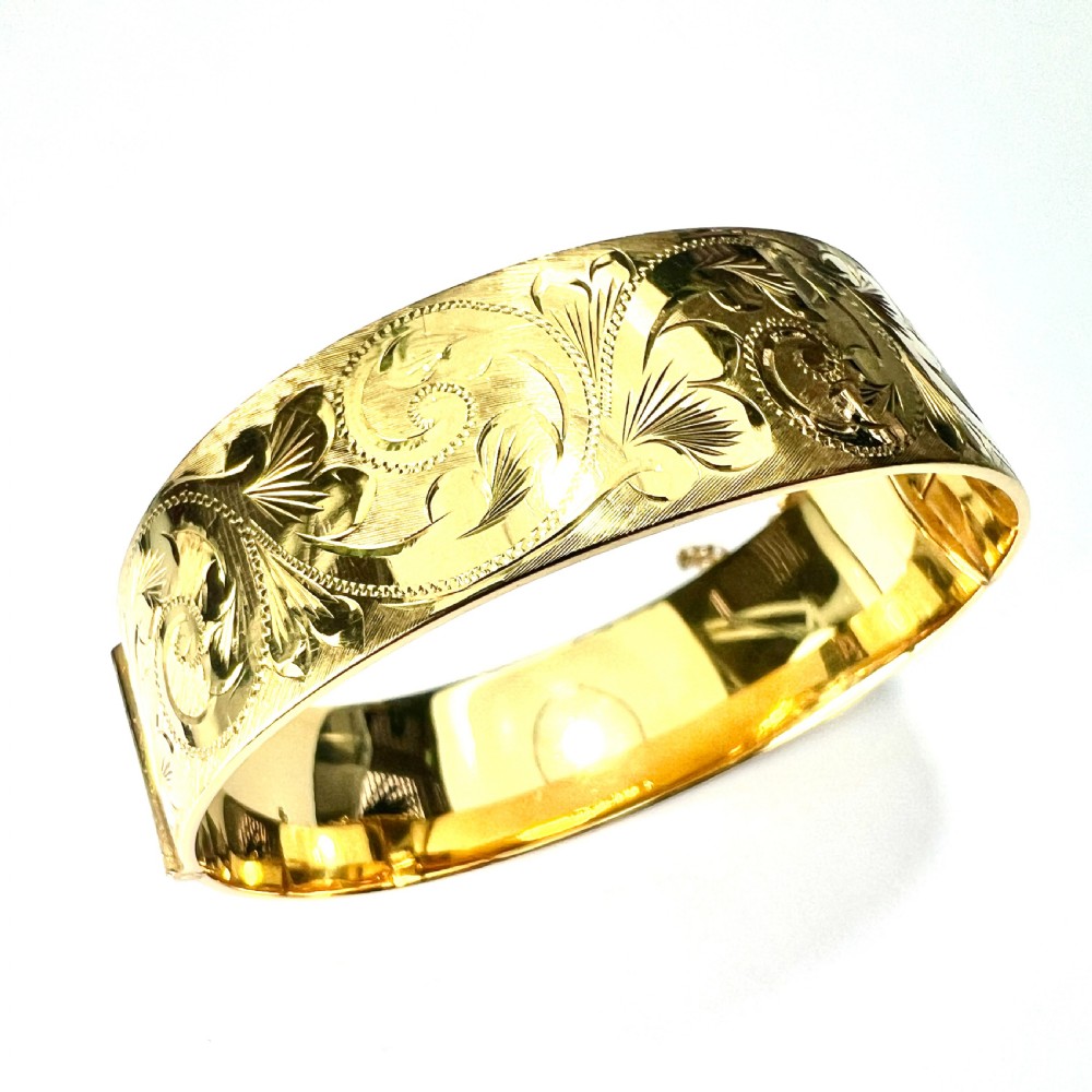 Heavy Vintage Georg Jensen 1/5 9CT Rolled Gold Hinged Bangle View II