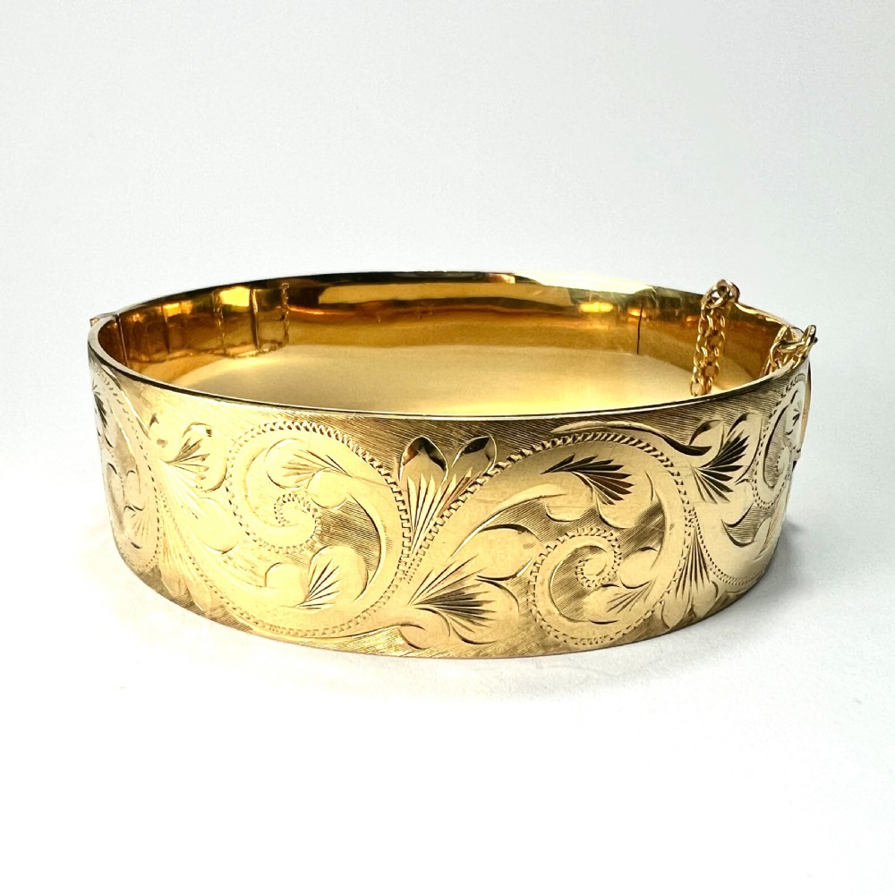 Heavy Vintage Georg Jensen 1/5 9CT Rolled Gold Hinged Bangle View III