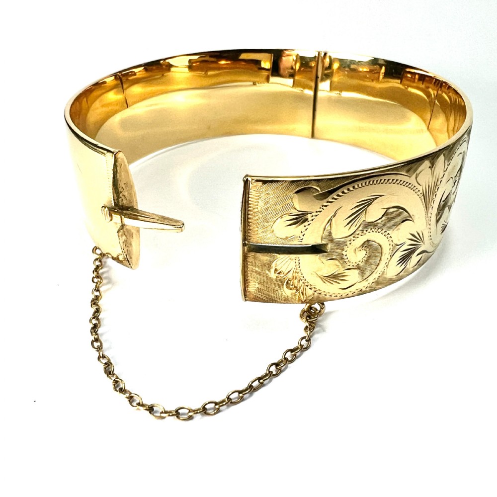 Heavy Vintage Georg Jensen 1/5 9CT Rolled Gold Hinged Bangle View IV