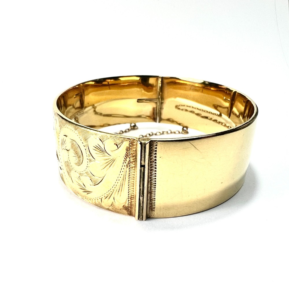 Heavy Vintage Georg Jensen 1/5 9CT Rolled Gold Hinged Bangle View V
